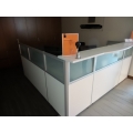 Three H Off White Reception Desk w Glass Accents + Transaction